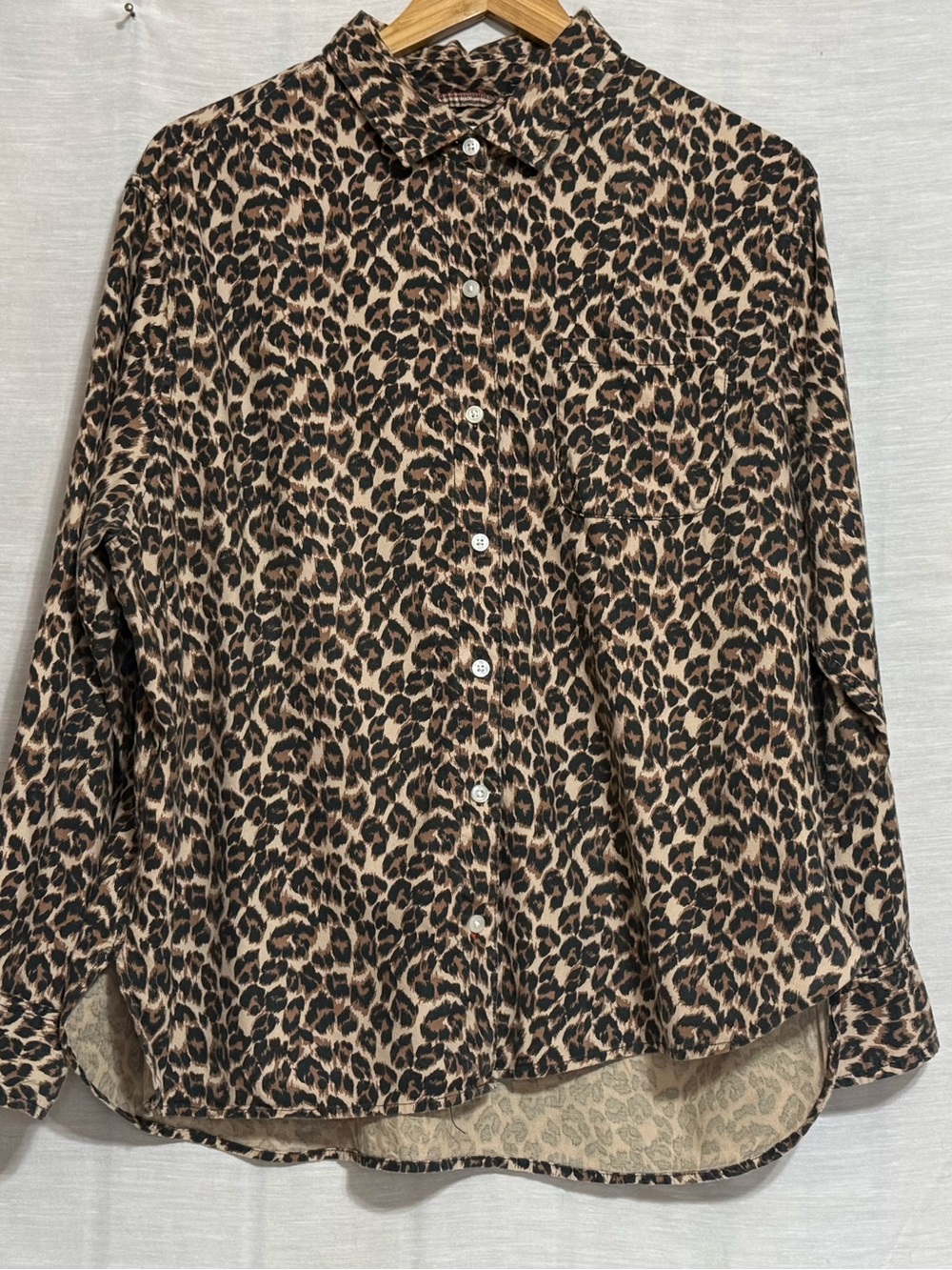 Aerie Off-Duty Leopard Flannel Pajama Shirt Medium